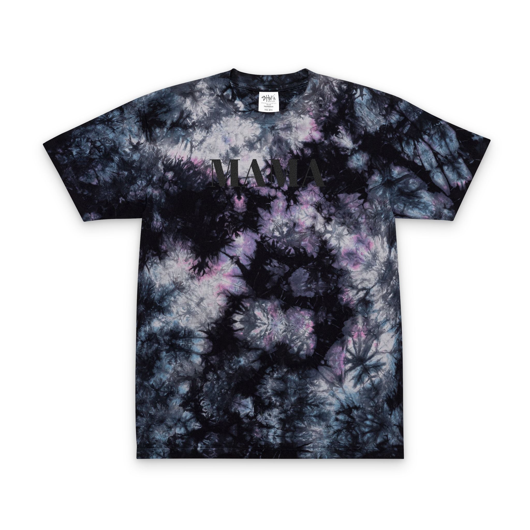 Tie- Dye Mama Black Text Embroidered Shirt