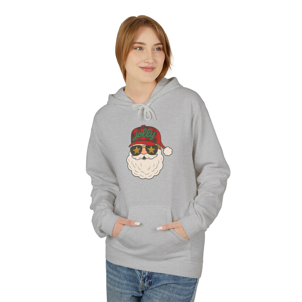 Buffalo Plaid Jolly Santa Fleece Hoodie
