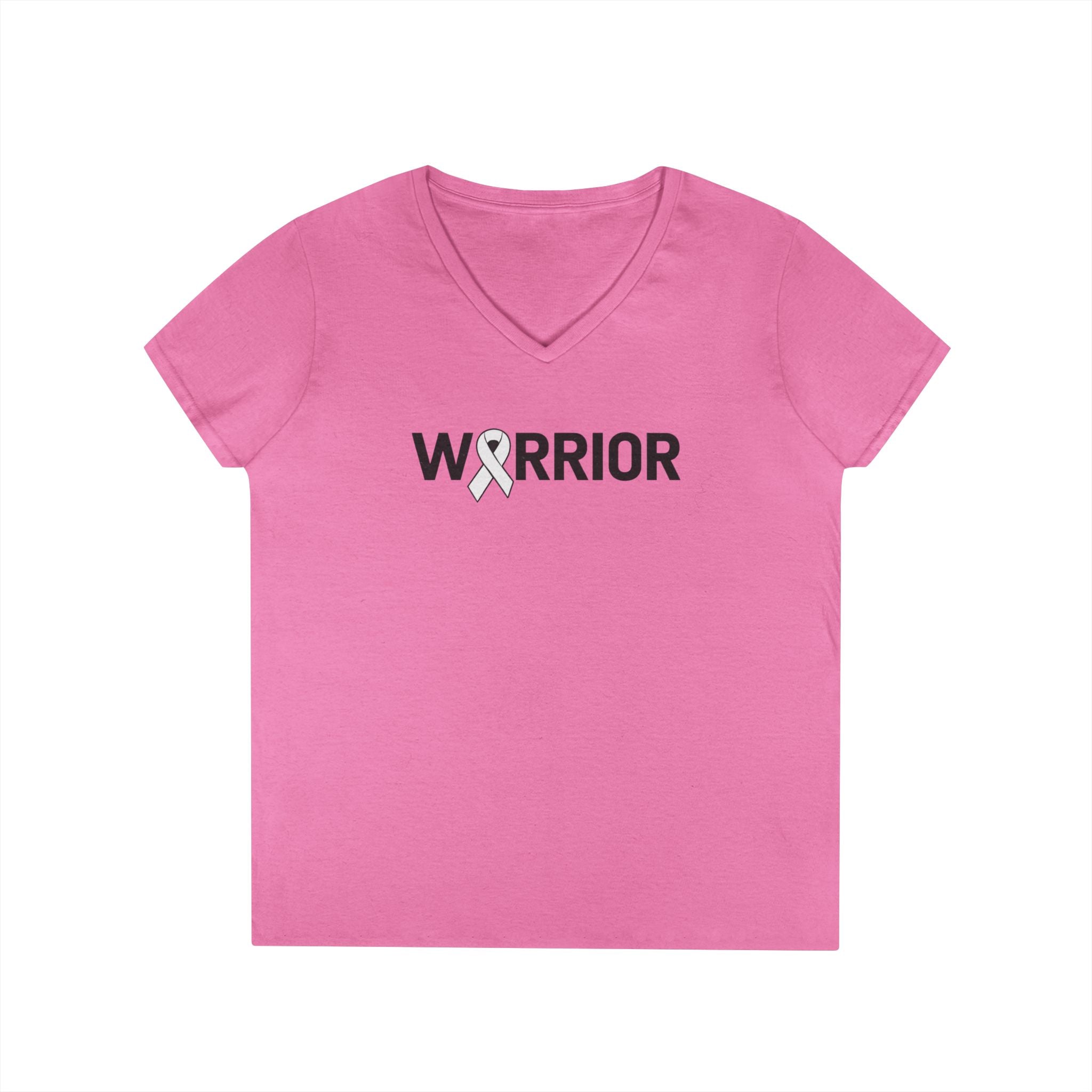 White Ribbon Warrior Gildan V-Neck Tee