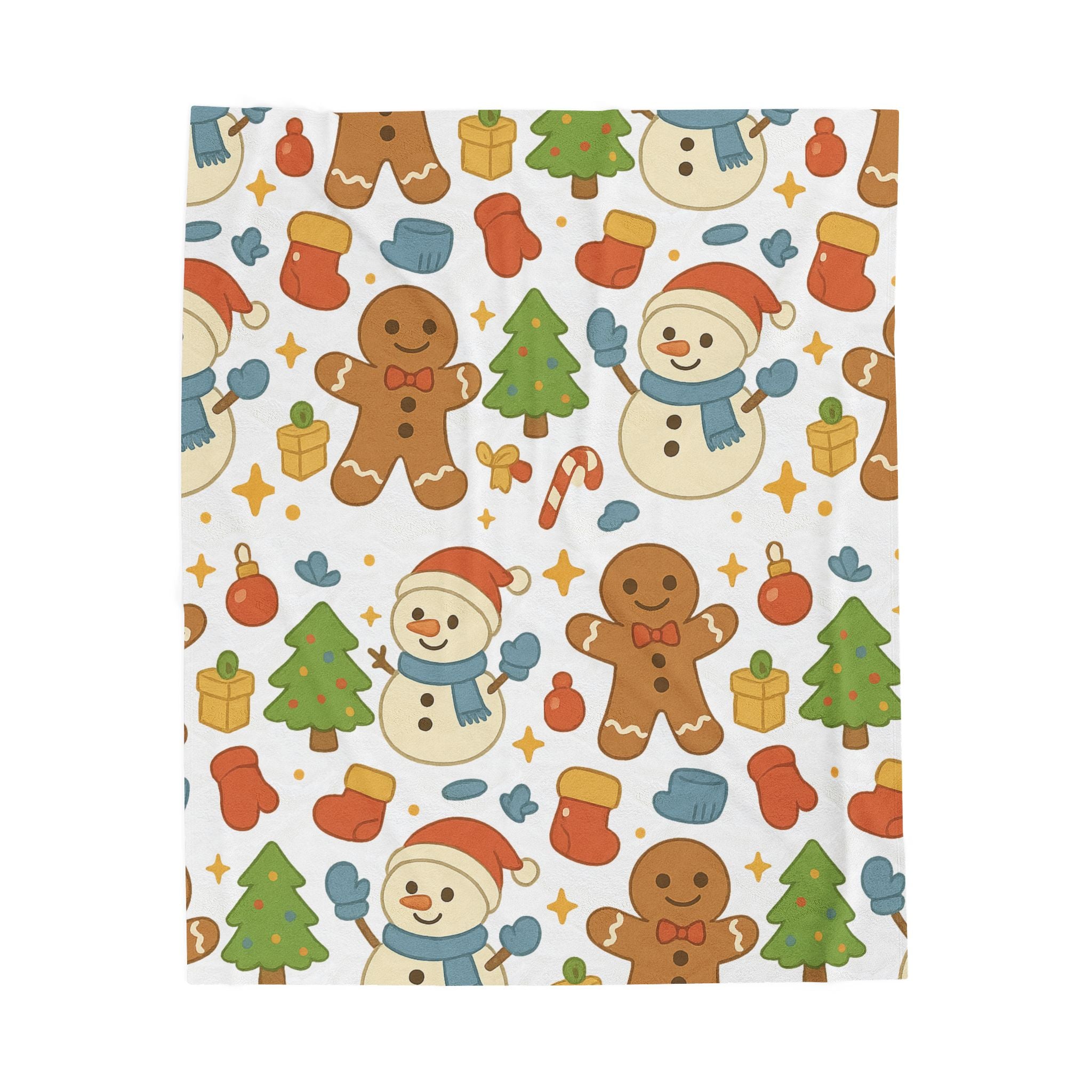 Plush Blanket- Cute Gingerbread/ Snowman Throw