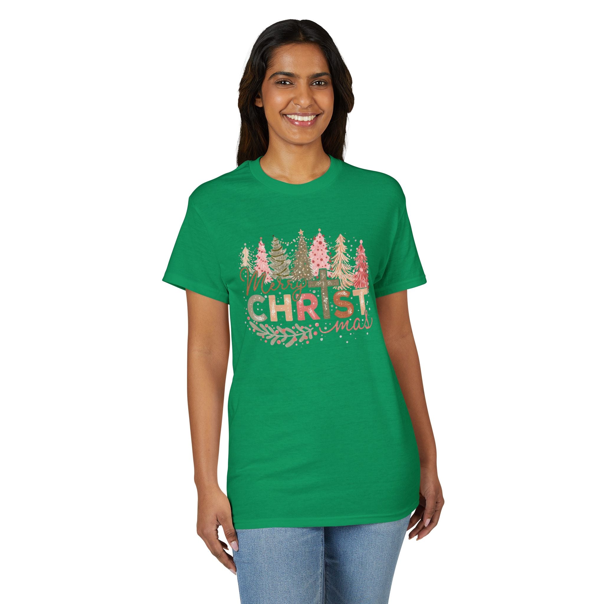 Merry Christmas Cross Gildan unisex T-Shirt