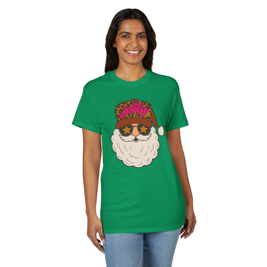 Leopard Jolly Santa Gildan unisex T-Shirt