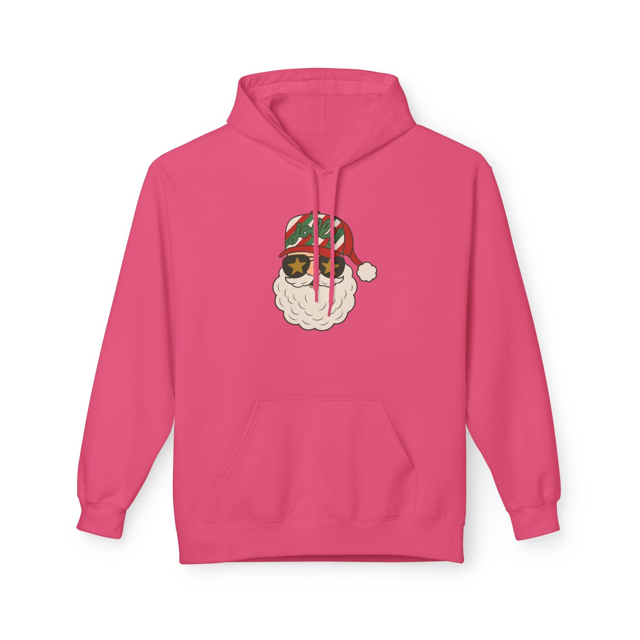 Striped Jolly Santa Fleece Hoodie