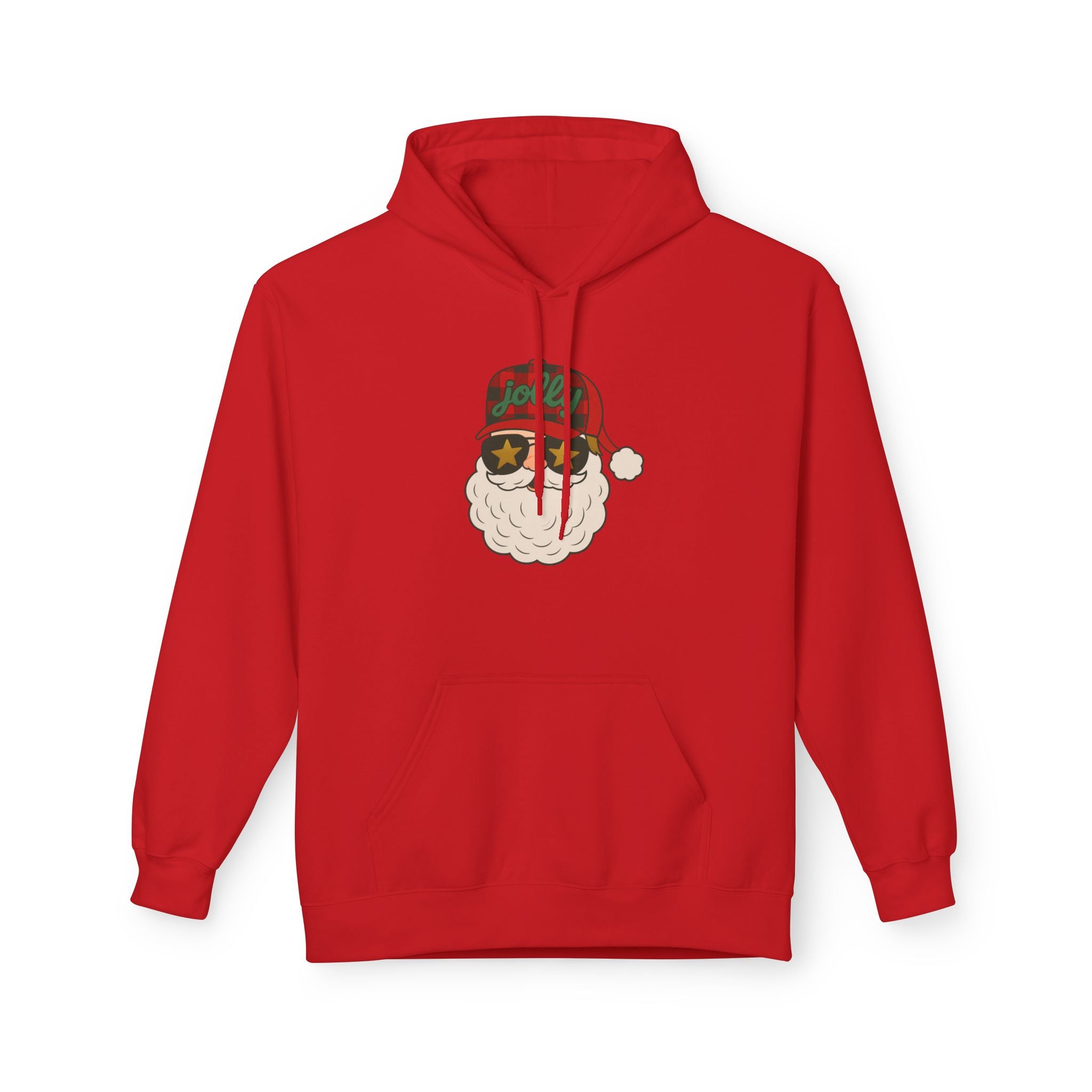 Buffalo Plaid Jolly Santa Fleece Hoodie