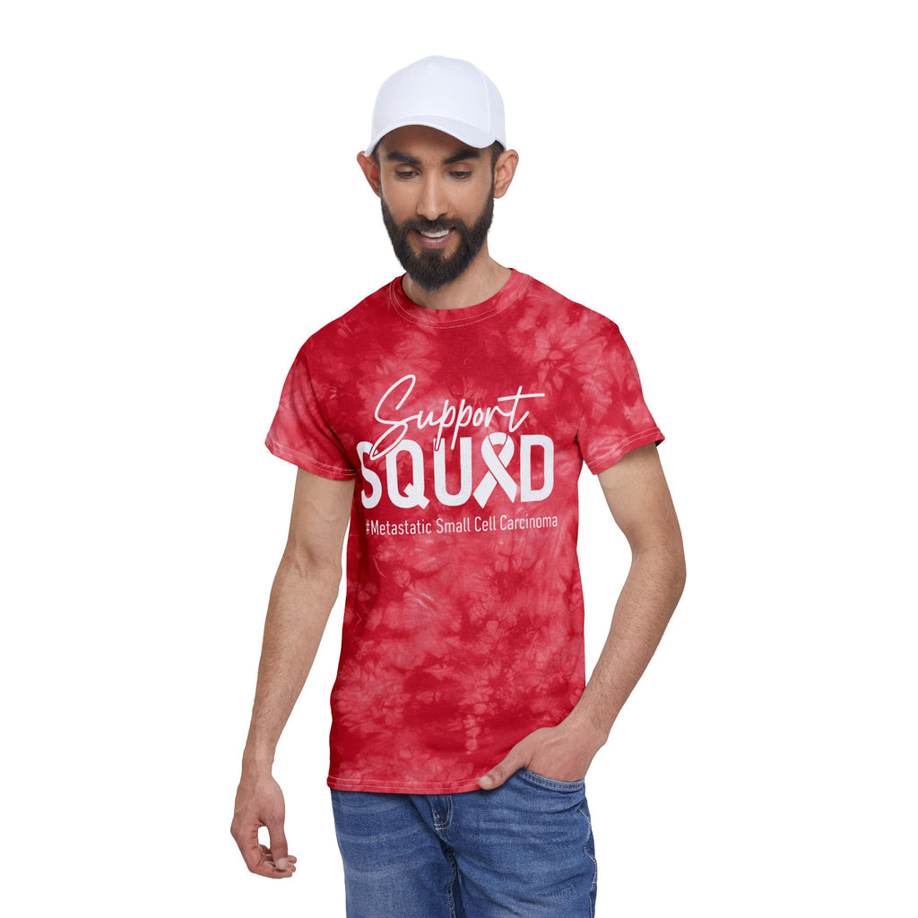 White Ribbon Support Tie-Dye Crystal Tee