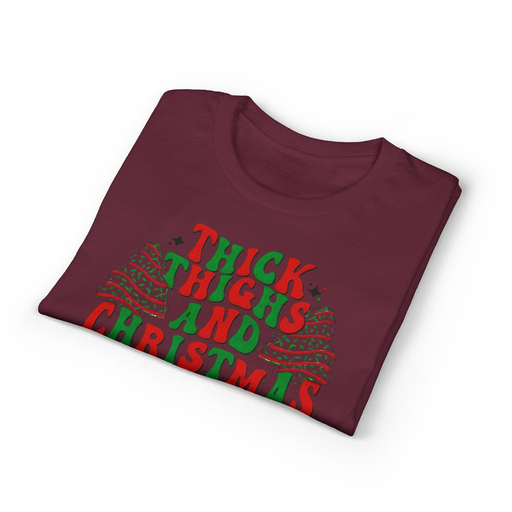 Thick Thighs and Christmas Vibes Gildan unisex T-Shirt