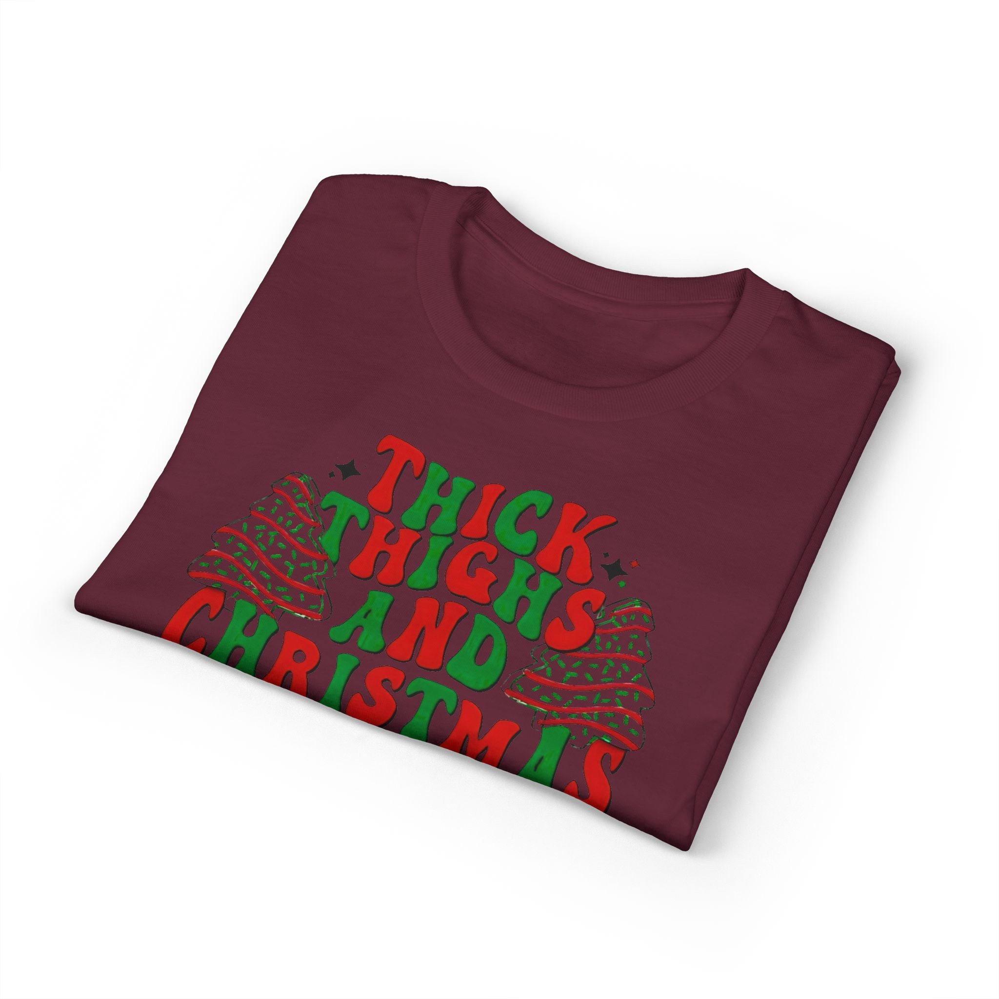 Thick Thighs and Christmas Vibes Gildan unisex T-Shirt