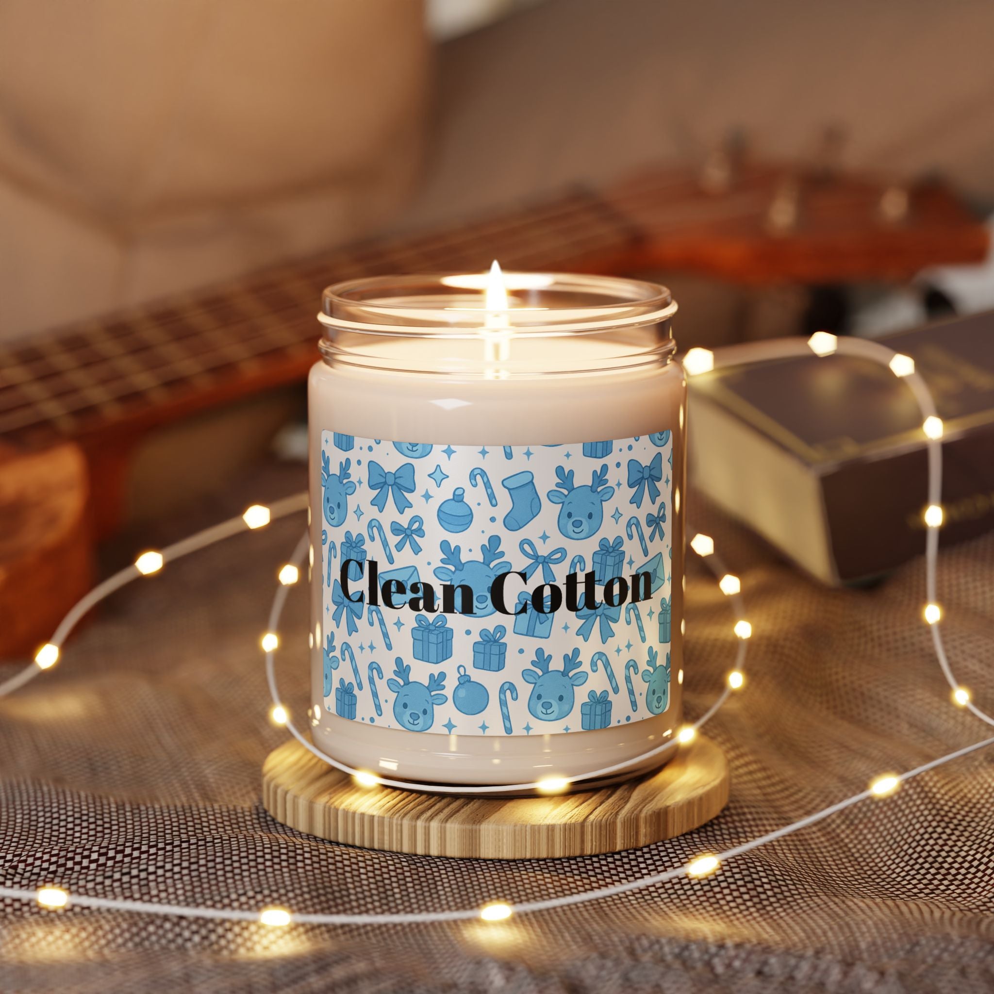 Blue Festive Clean Cotton Scented Soy Candle